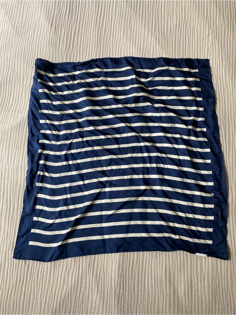 GAP Navy and White Striped 100% Silk Scarf. Like new, but tag was removed.